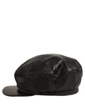 Dolce & Gabbana Black Lambskin Leather Newsboy Capello Hat