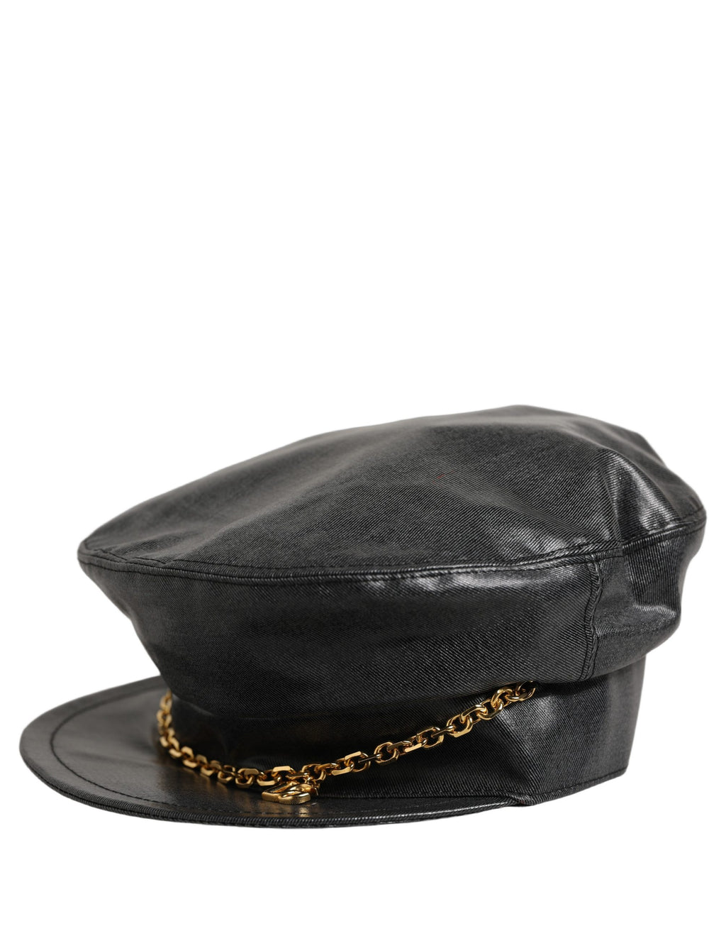 Dolce & Gabbana Black Cotton Gold DG Chain Baker Boy Capello Hat