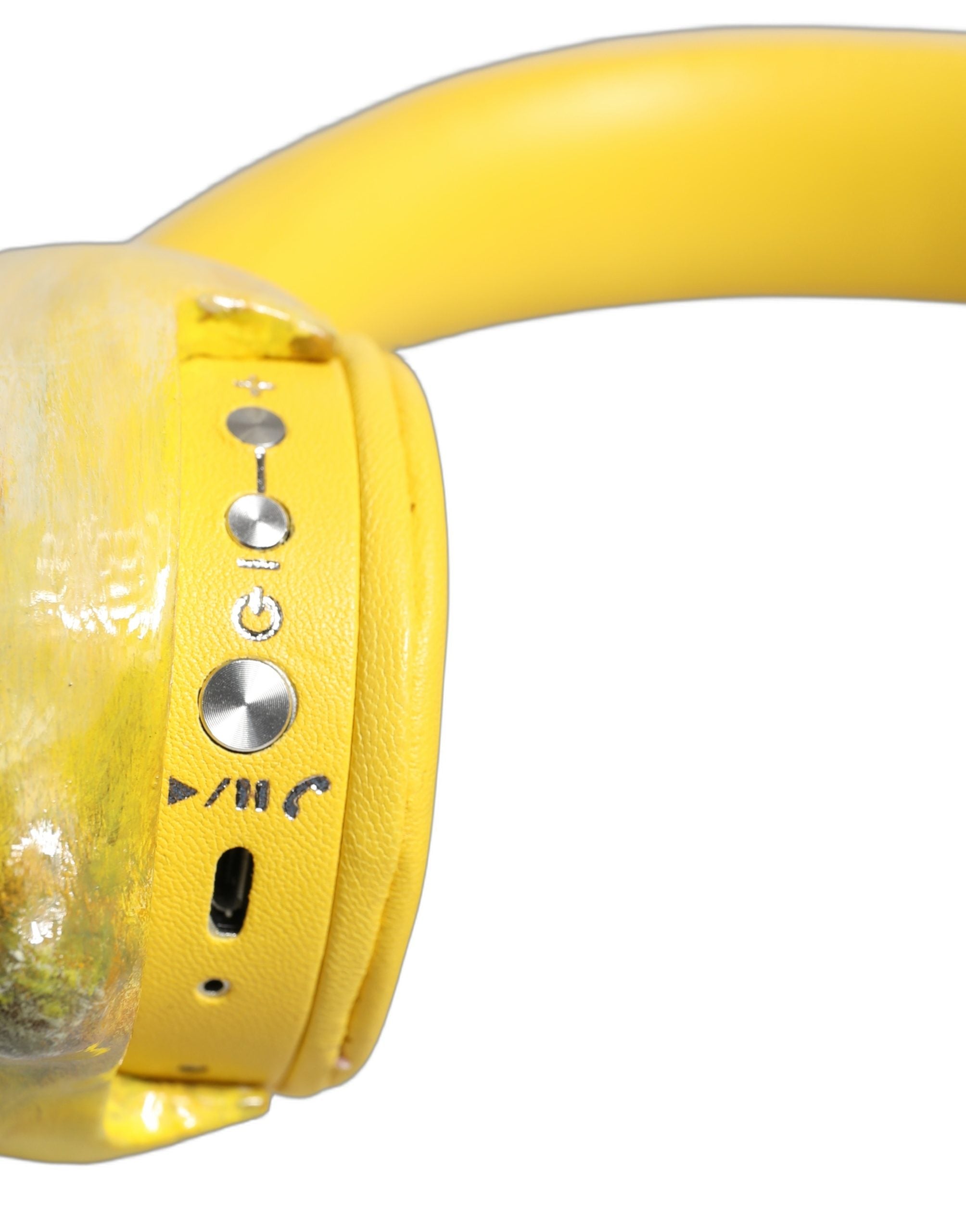 Dolce & Gabbana Yellow Vibrant Lemon Leather Headset Headphones
