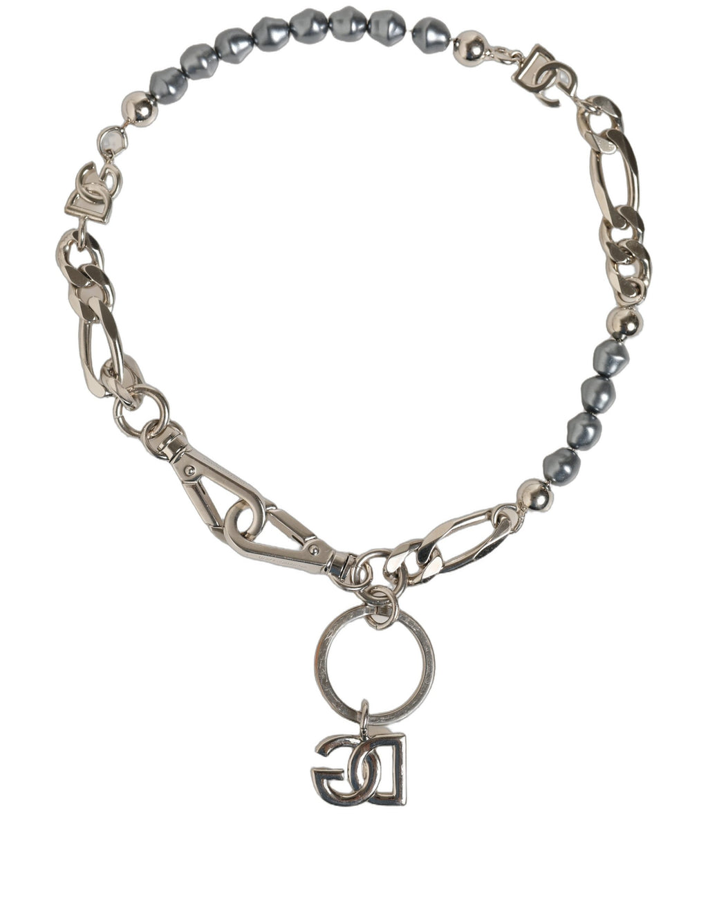Dolce & Gabbana Silver Tone Chain Signature DG Logo Pendant Necklace