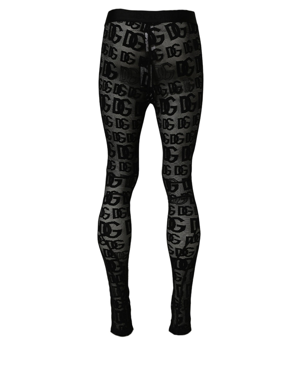 Dolce & Gabbana Black All Over Logo Print Sheer Pantyhose Underwear