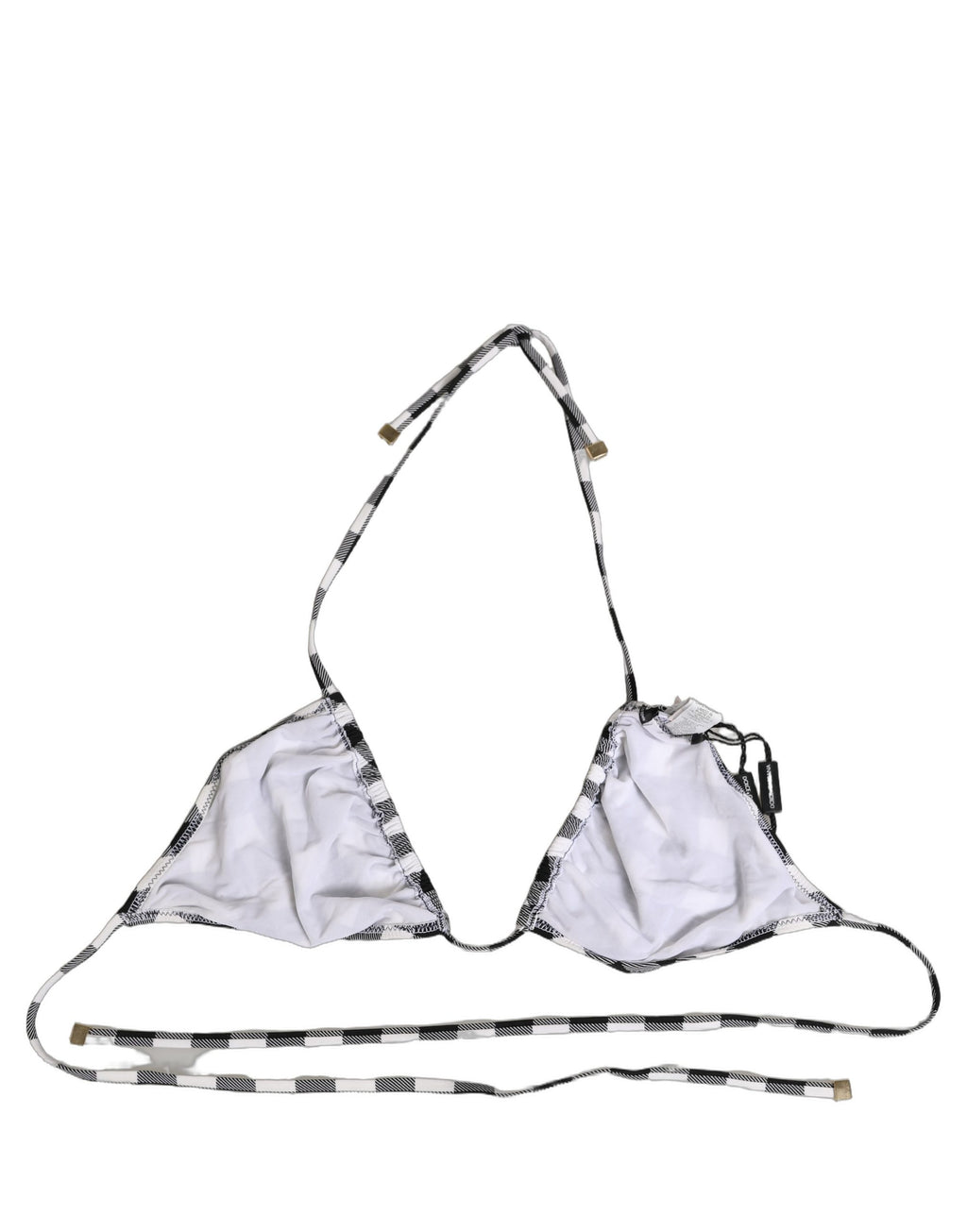 Dolce & Gabbana Black White Checkered Halter Beachwear Bikini Top