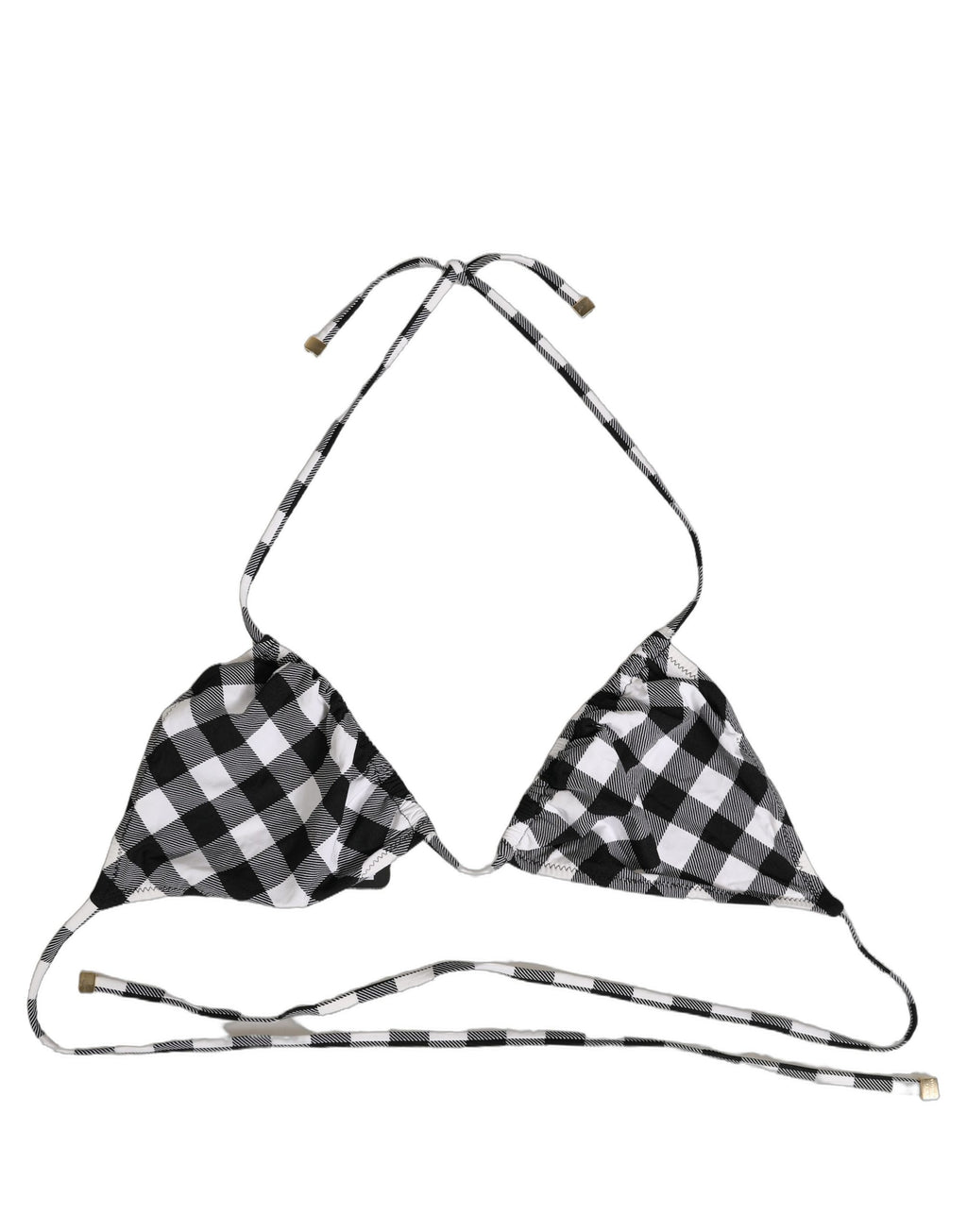 Dolce & Gabbana Black White Checkered Halter Beachwear Bikini Top