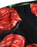 Dolce & Gabbana Black Floral Print Nylon Beachwear Bikini Bottom