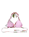 Dolce & Gabbana Pink Floral Print Triangle Beachwear Bikini Top