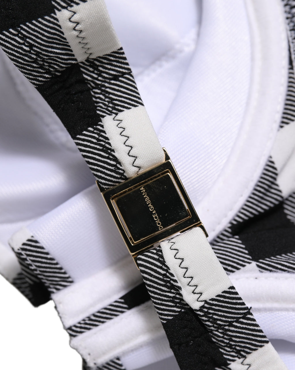 Dolce & Gabbana Black White Gingham Check Beachwear Bikini Top
