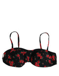 Dolce & Gabbana Black Floral Print Underwire Beachwear Bikini Top