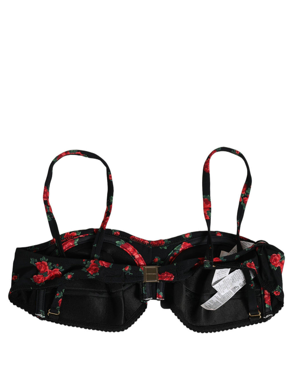 Dolce & Gabbana Black Floral Print Underwire Beachwear Bikini Top