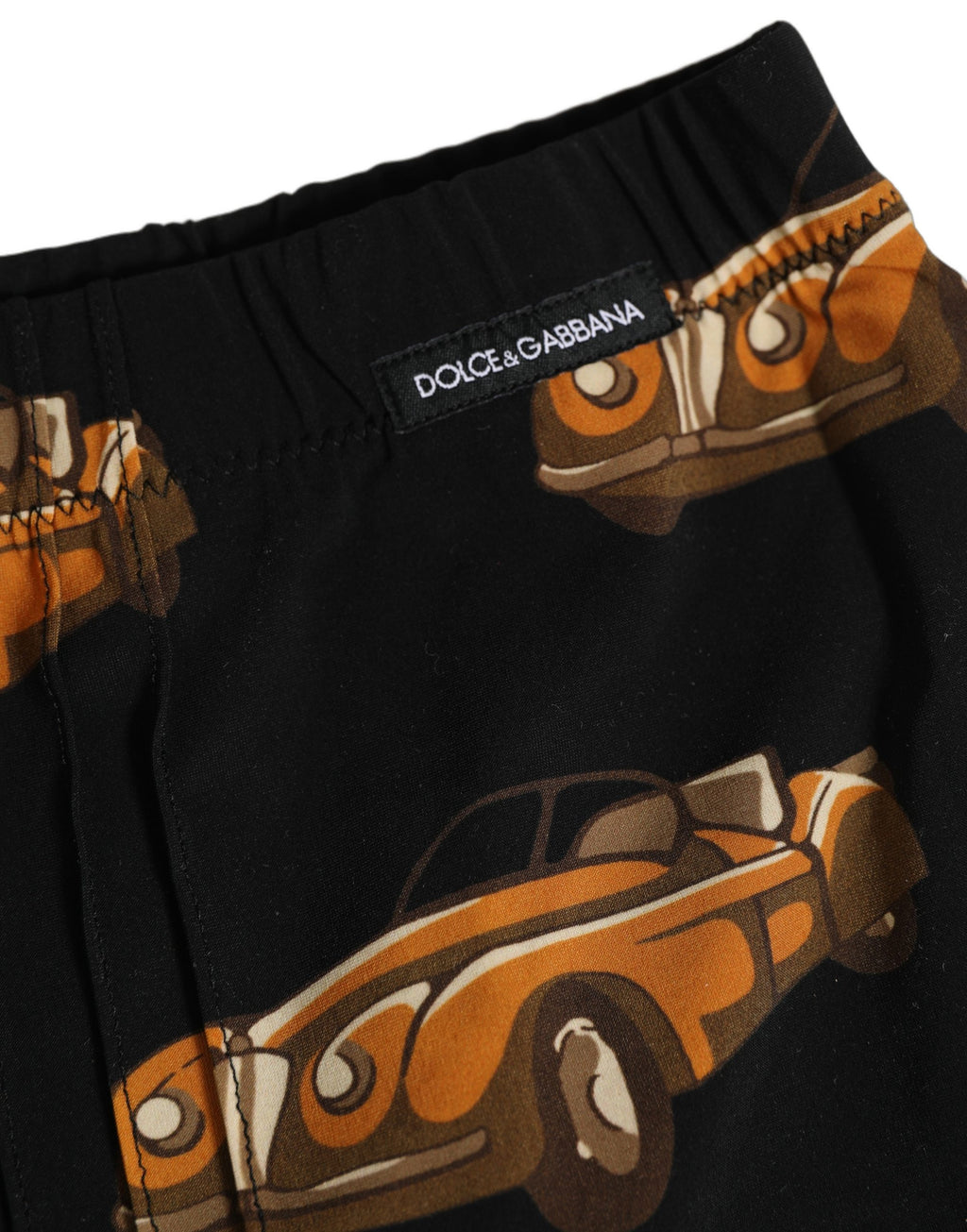 Dolce & Gabbana Black Car Print Swim Trunk Beachwear Swimwear