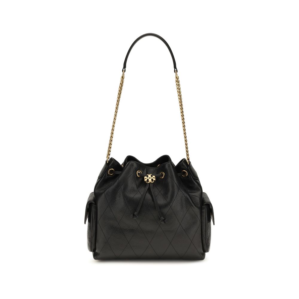 Tory Burch Black Calf Leather Bos Taurus Shoulder Bag