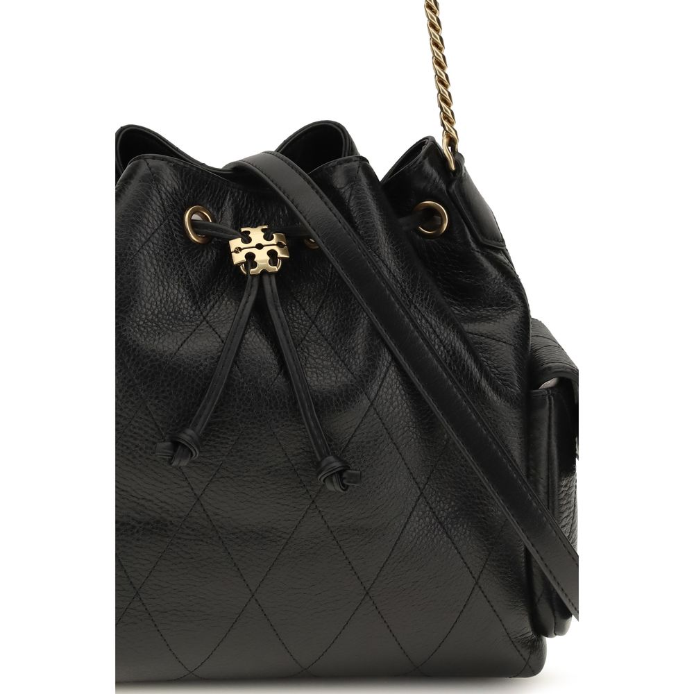 Tory Burch Black Calf Leather Bos Taurus Shoulder Bag