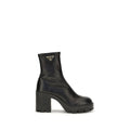 Prada Black Calf Leather Bos Taurus Ankle Boots