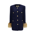 Valentino Garavani Blue Wool Oves Aries Coat