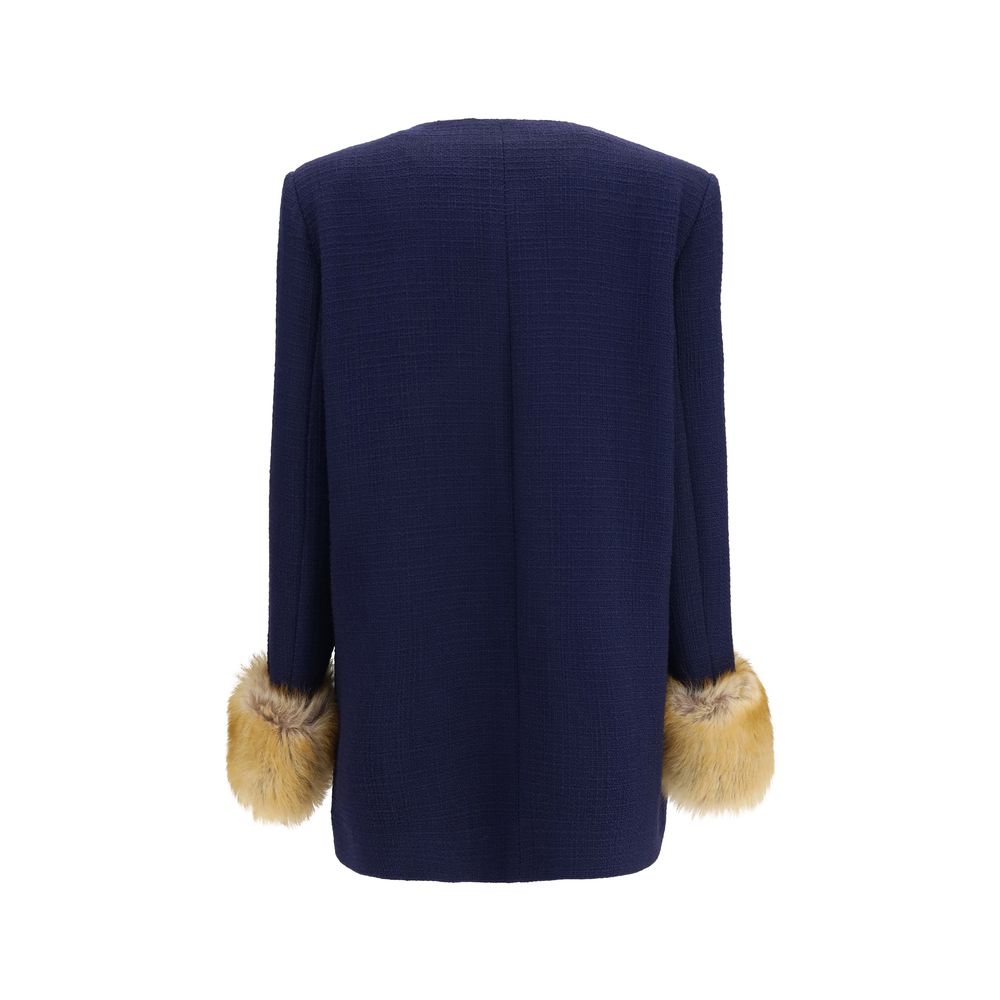 Valentino Garavani Blue Wool Oves Aries Coat