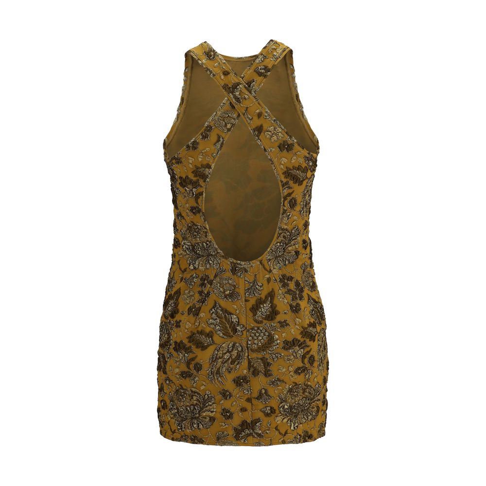 Saint Laurent Brown Polyamide Cocktail Dress
