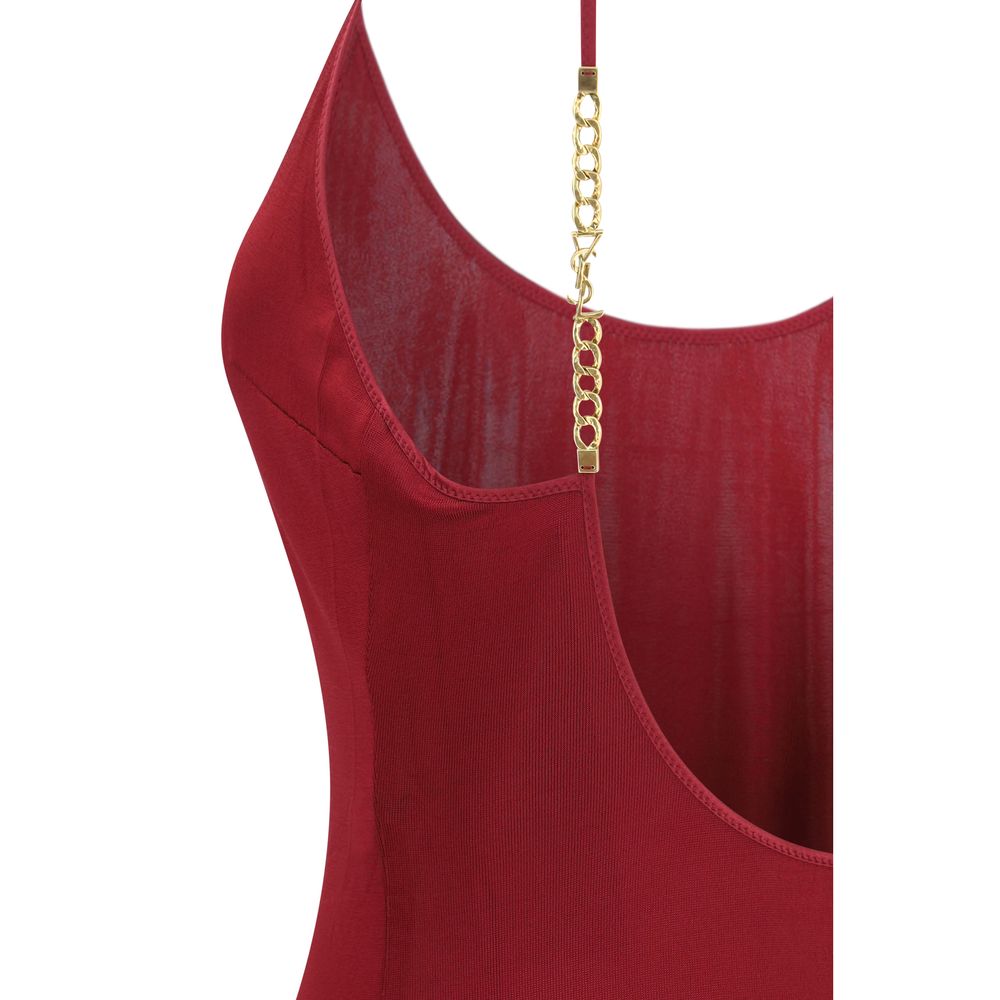 Saint Laurent Bordeaux Viscose Cocktail Dress