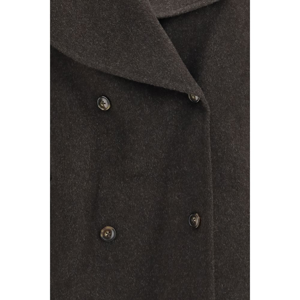 Loulou De Saison Brown Wool Oves Aries Full-Length Jacket