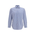 Finamore Blue Cotton Pattern Shirt