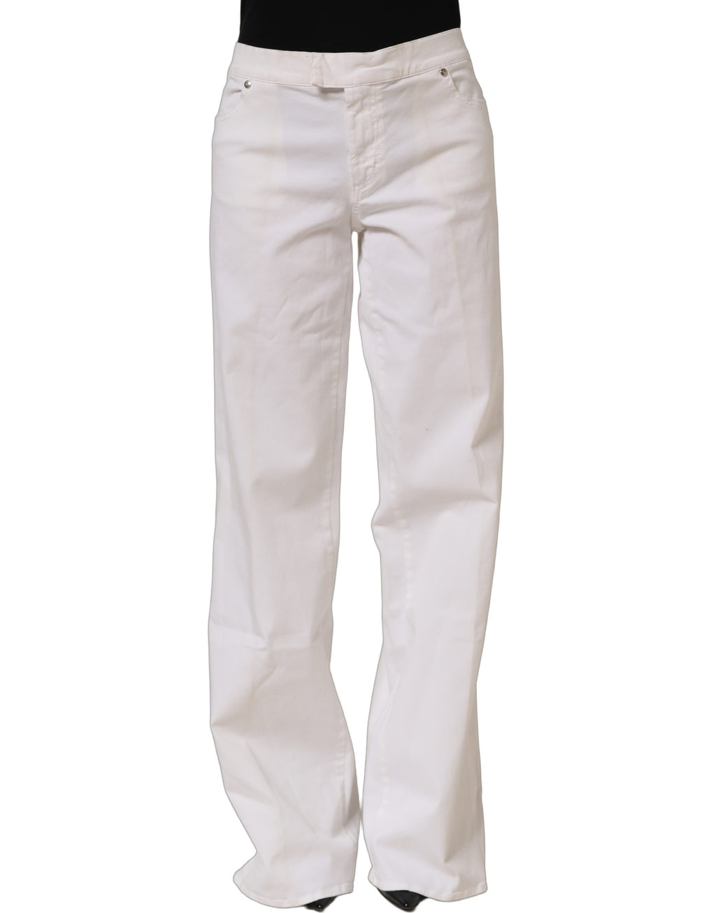 Just Cavalli White High Waist Wide Leg Denim Trouser Jeans
