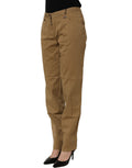 PLEIN SUD Brown Straight Cotton Stretch Chino Pants
