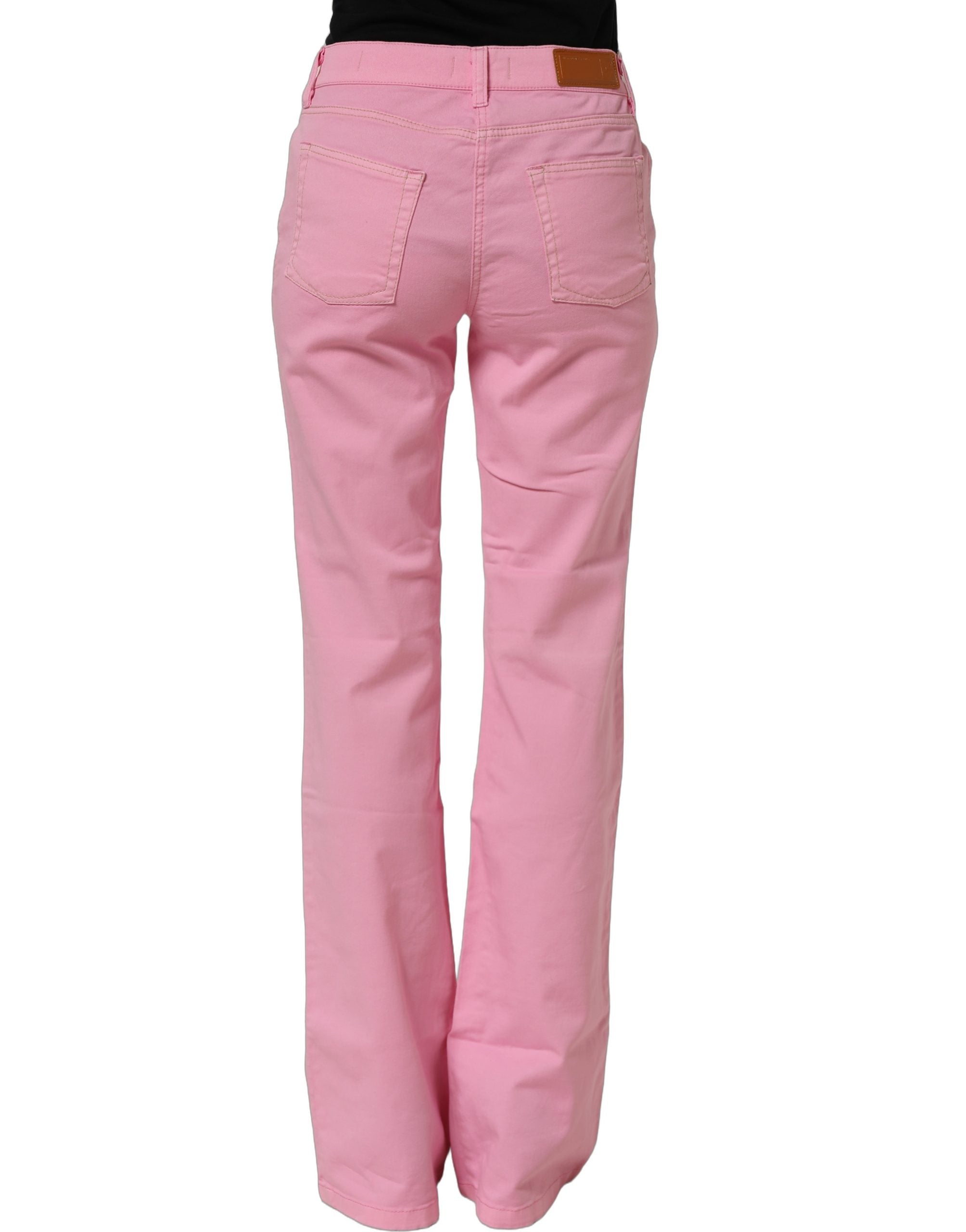 GF Ferre Pink Mid-Waisted Flared Denim Casual Jeans