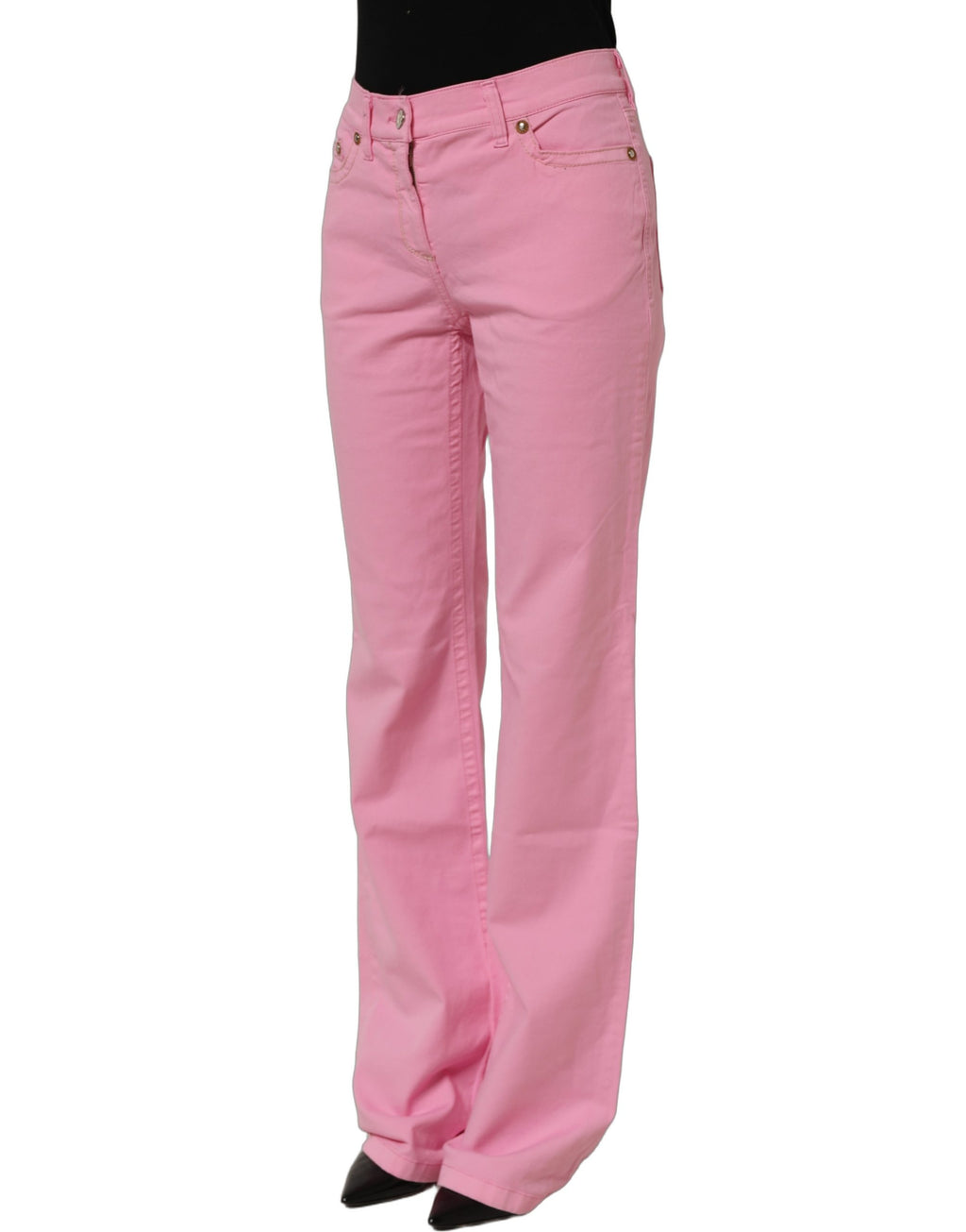 GF Ferre Pink Mid-Waisted Flared Denim Casual Jeans