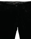 Ermanno Scervino Black Viscose Blend Velvet Slim Fit Pants