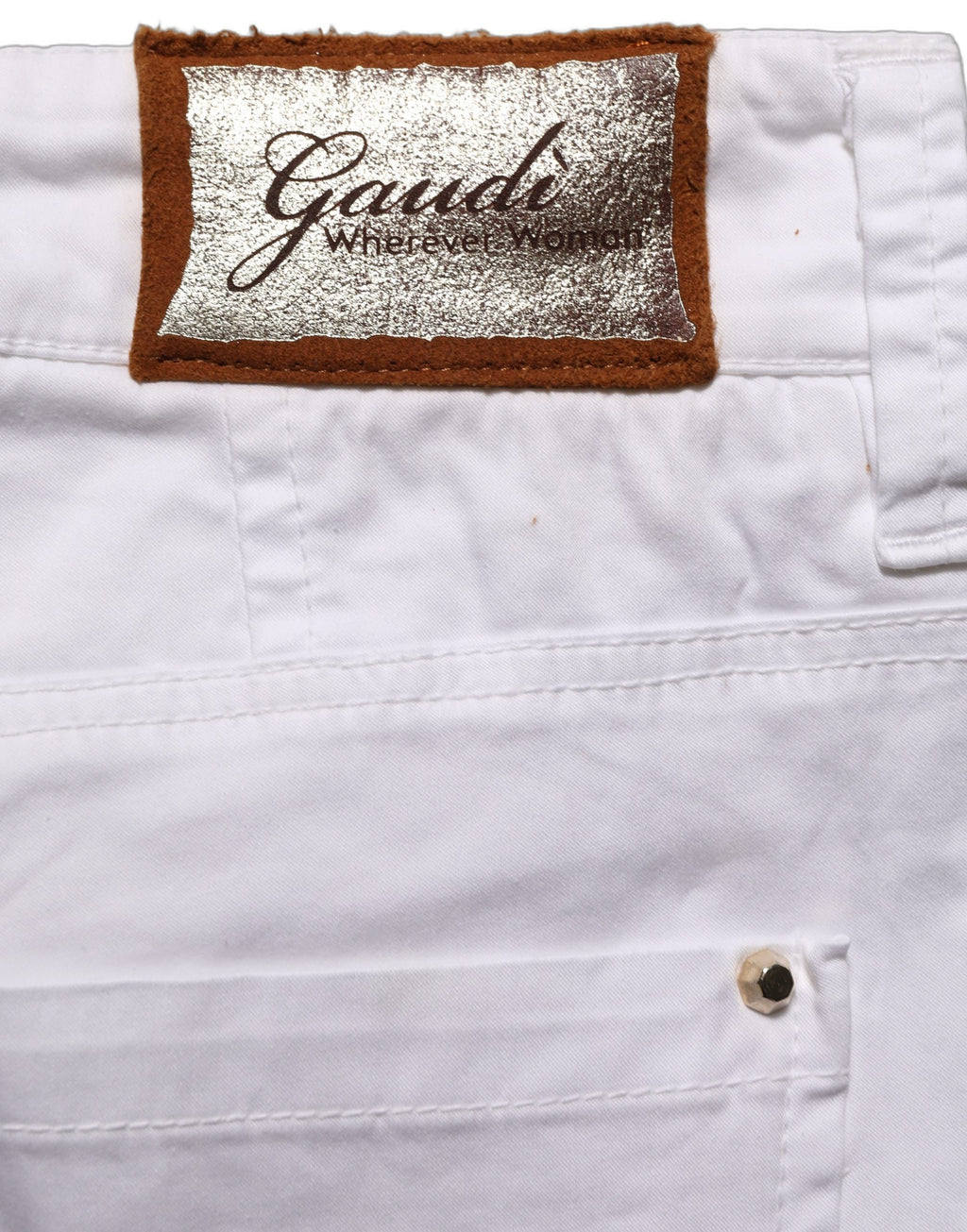 Gaudi White Mid Waist Straight Cropped Cotton Trouser Pants