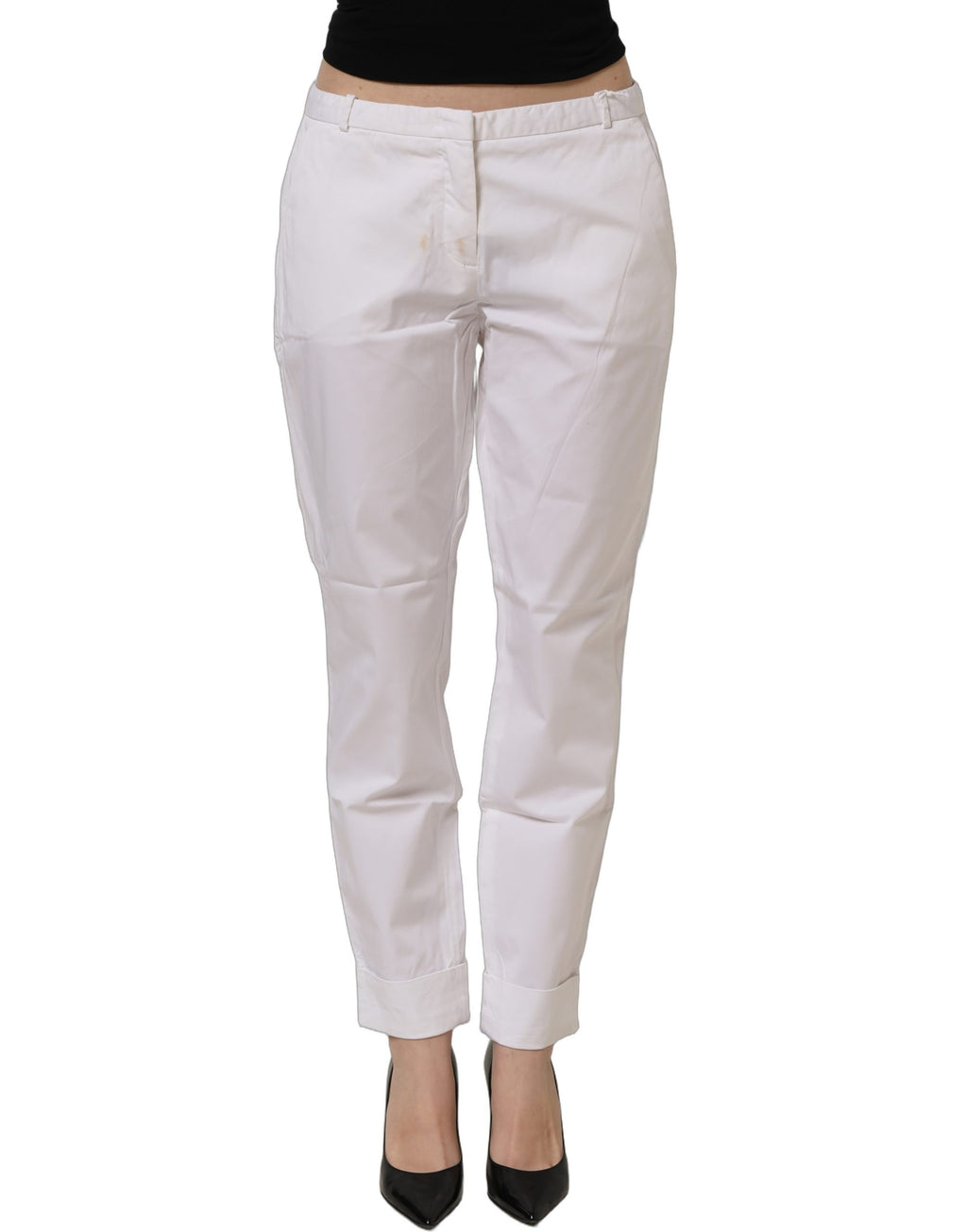 Fabiana Filippi White Low Waist Straight Formal Trouser Pants