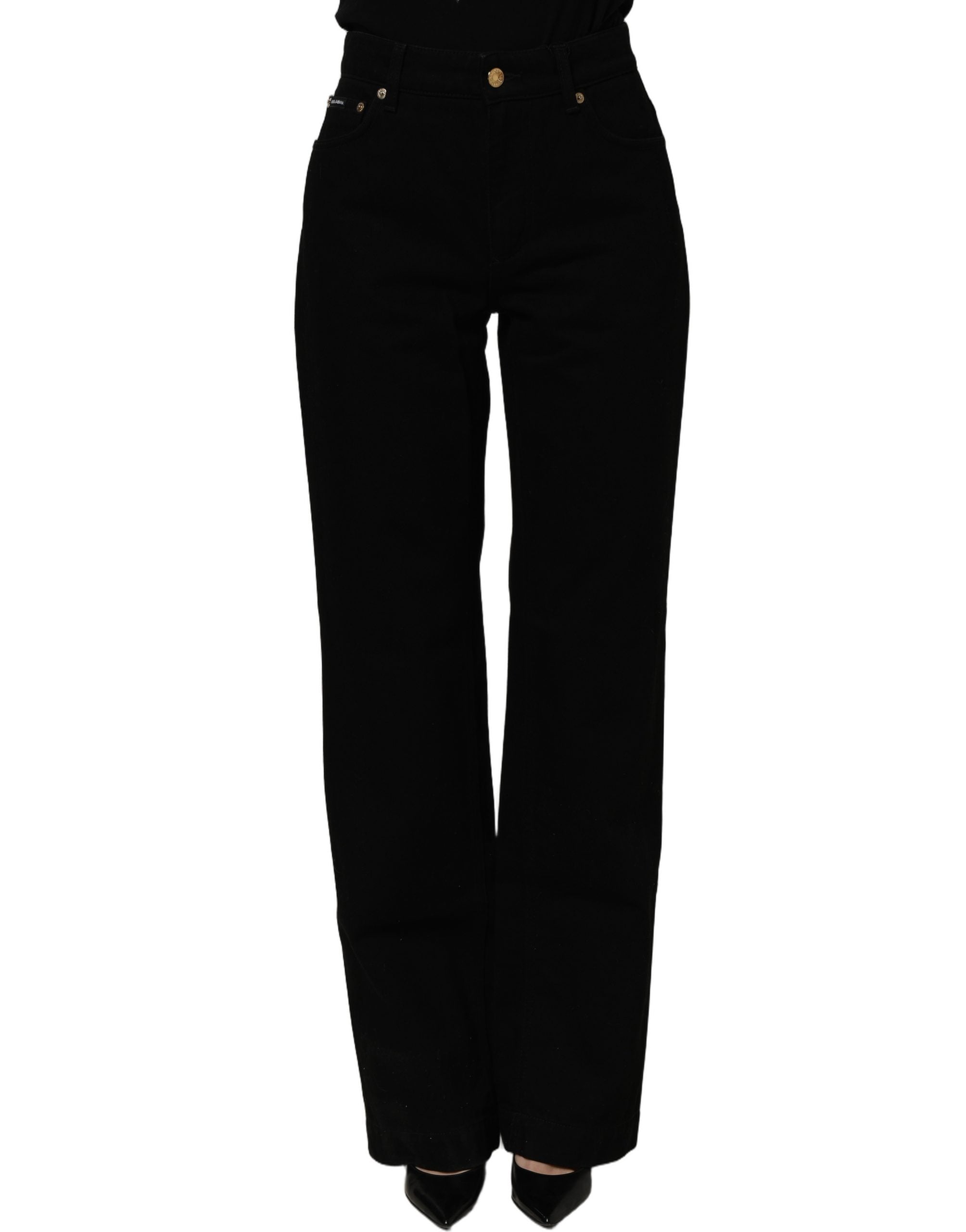 Dolce & Gabbana Black Cotton Stretch Straight Denim Jeans