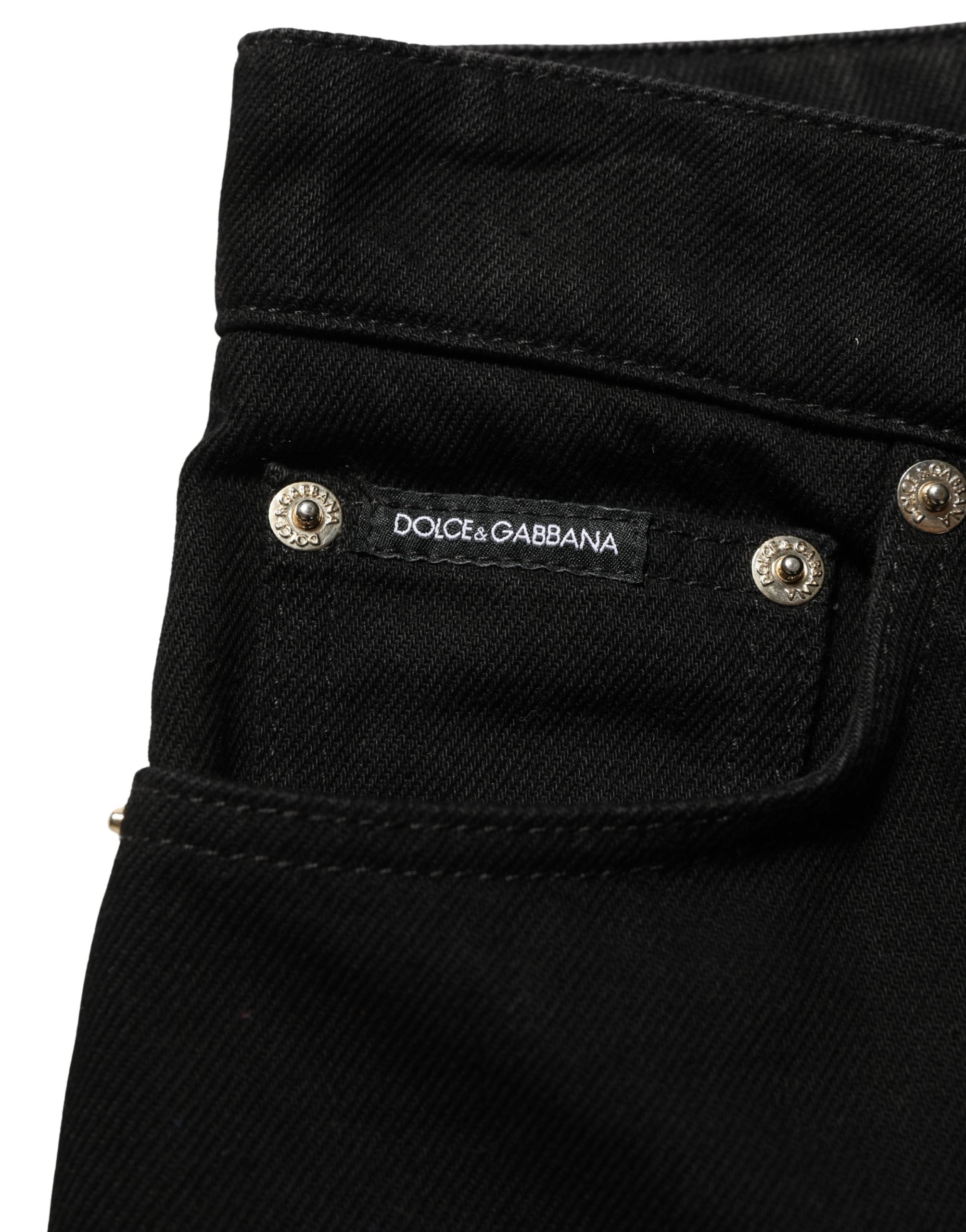 Dolce & Gabbana Black Cotton Stretch Straight Denim Jeans