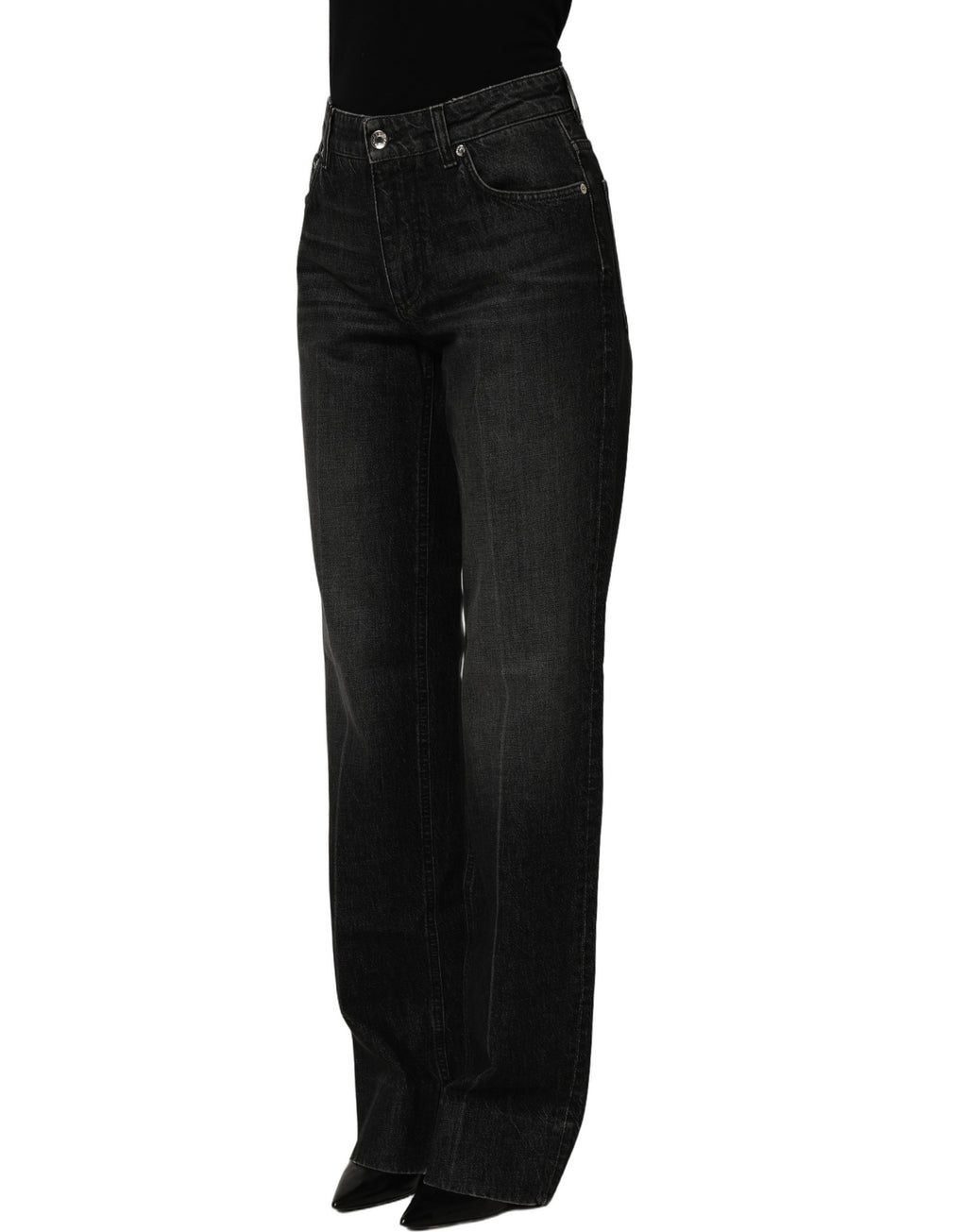 Dolce & Gabbana Black Cotton Stretch Straight Denim Jeans