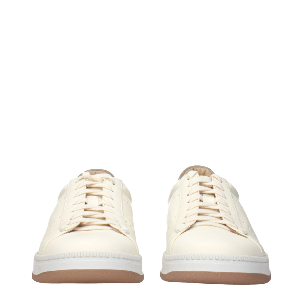 Eleventy Beige Leather Sneakers