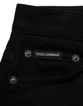 Dolce & Gabbana Dark Gray Cotton Mid Rise Denim Hot Pants Shorts