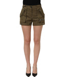 Dolce & Gabbana Green Cotton Mid Rise Cargo Hot Pants Shorts