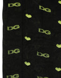 Dolce & Gabbana Black Green Nylon Logo Tights Stocking Pantyhose Socks