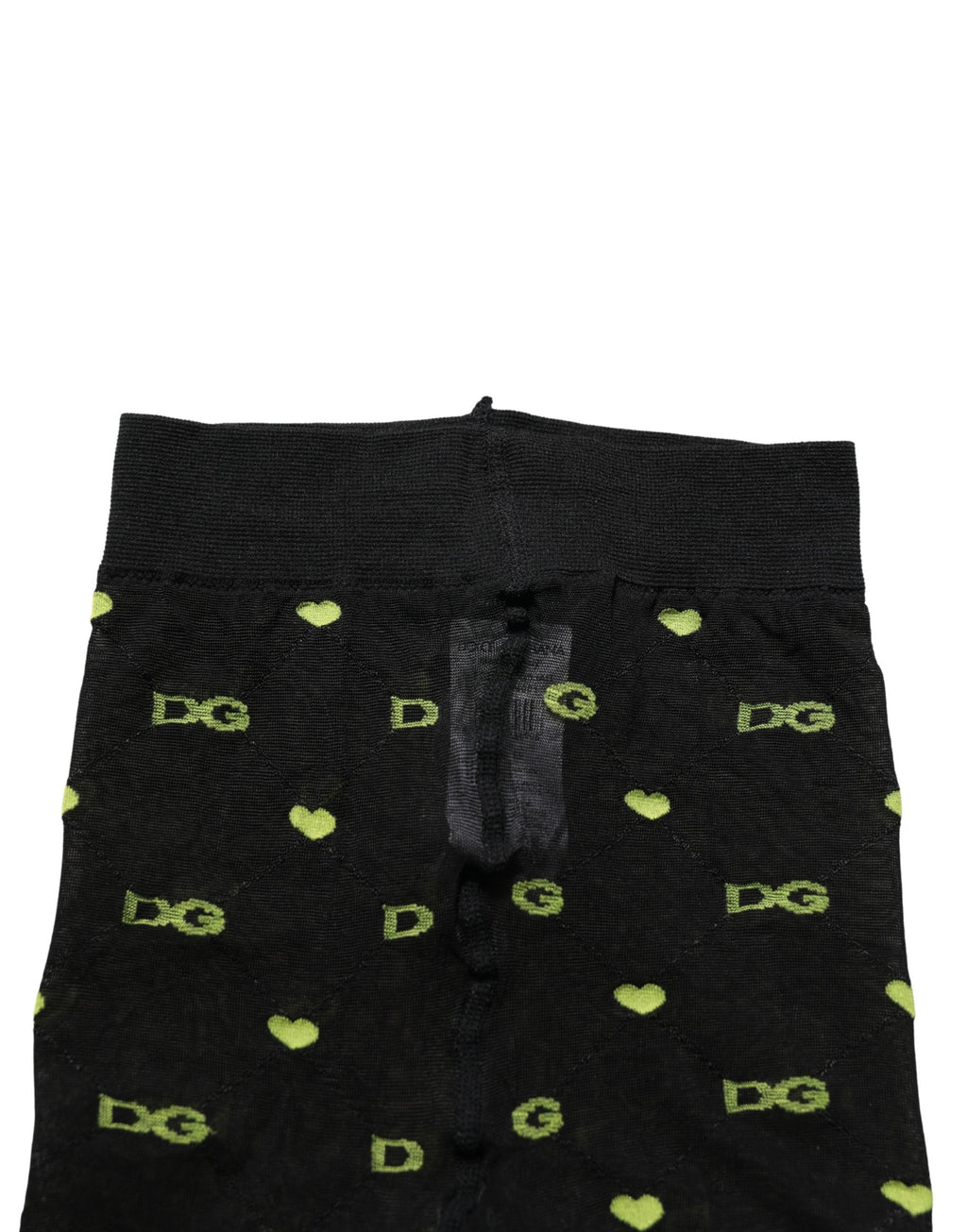 Dolce & Gabbana Black Green Nylon Logo Tights Stocking Pantyhose Socks