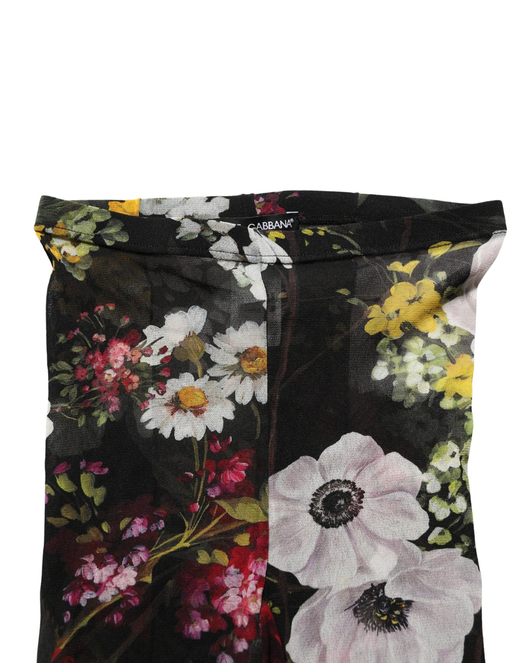 Dolce & Gabbana Black Nylon Floral Print Tights Stockings Socks