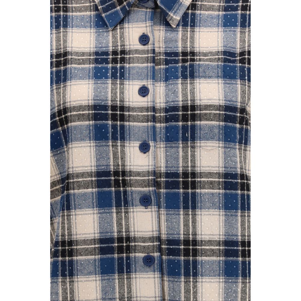 P.A.R.O.S.H. Blue Cotton Pattern Shirt