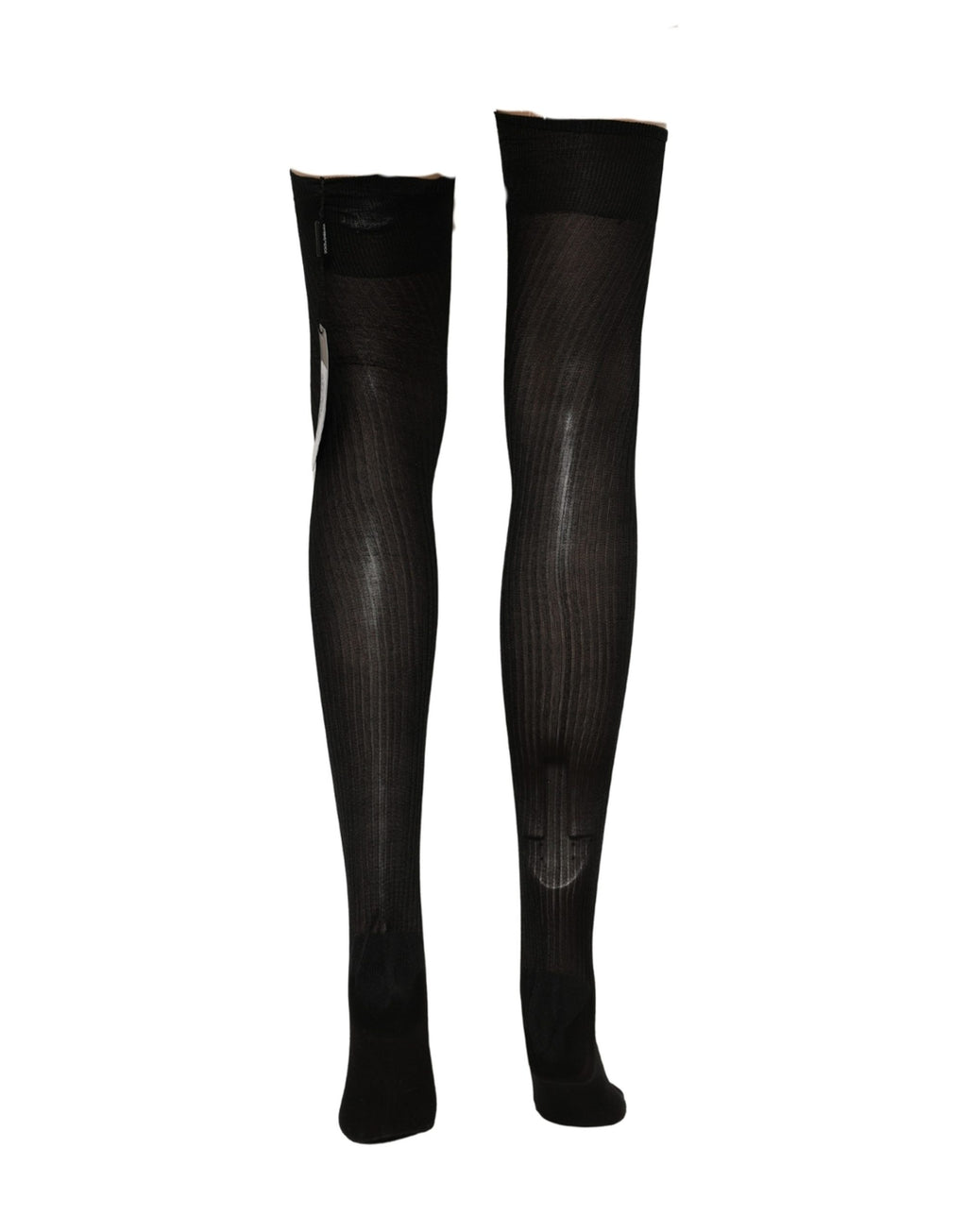 Dolce & Gabbana Black DG Logo Rhinestones Stretch Thigh High Socks