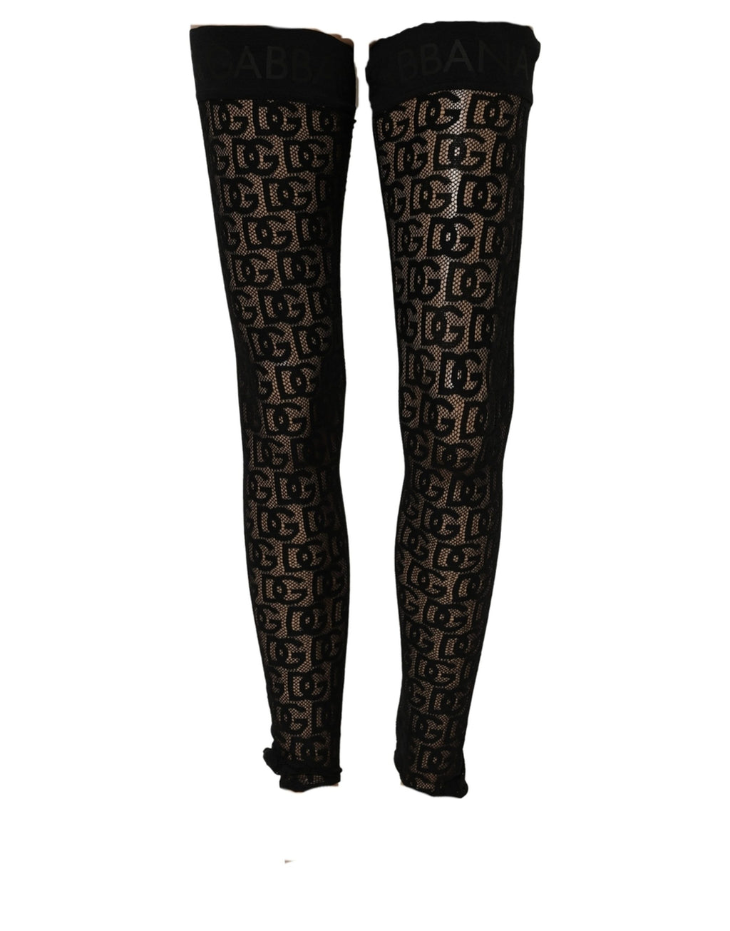 Dolce & Gabbana Black DG Logo Sheer Nylon Thigh High Socks