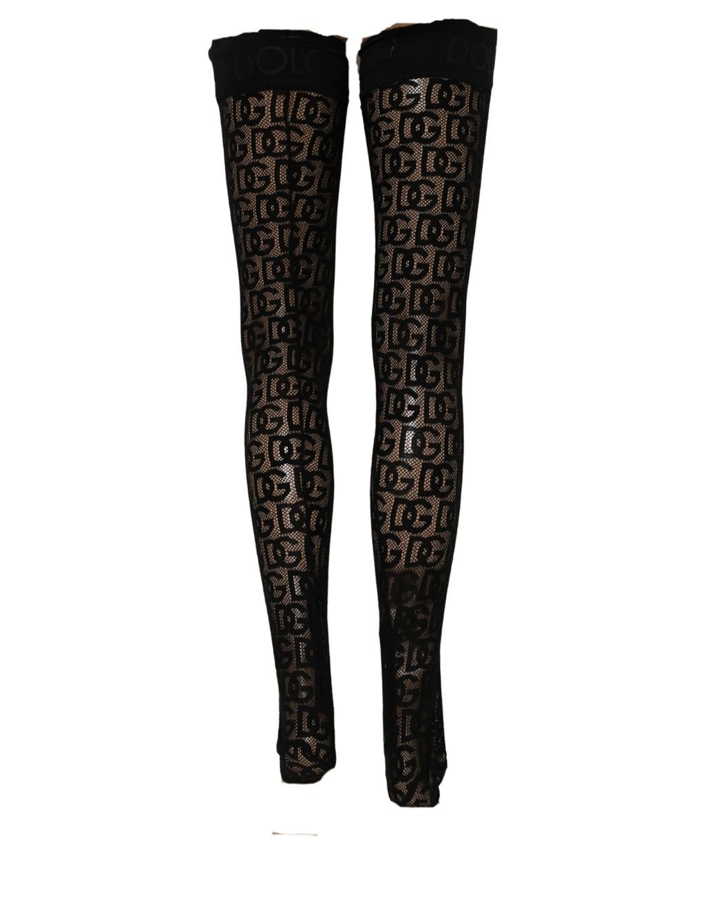 Dolce & Gabbana Black DG Logo Sheer Nylon Thigh High Socks