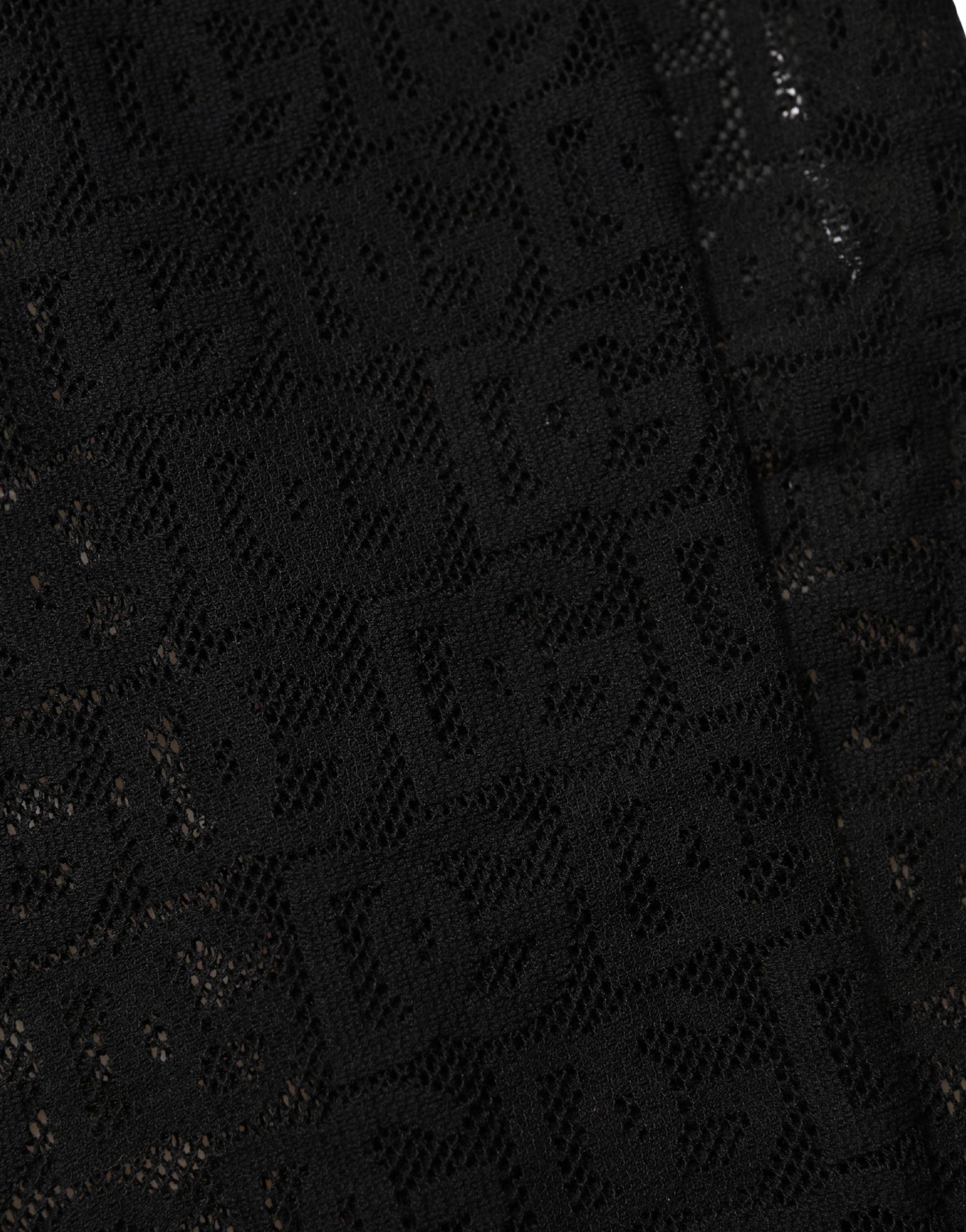 Dolce & Gabbana Black DG Logo Sheer Nylon Thigh High Socks