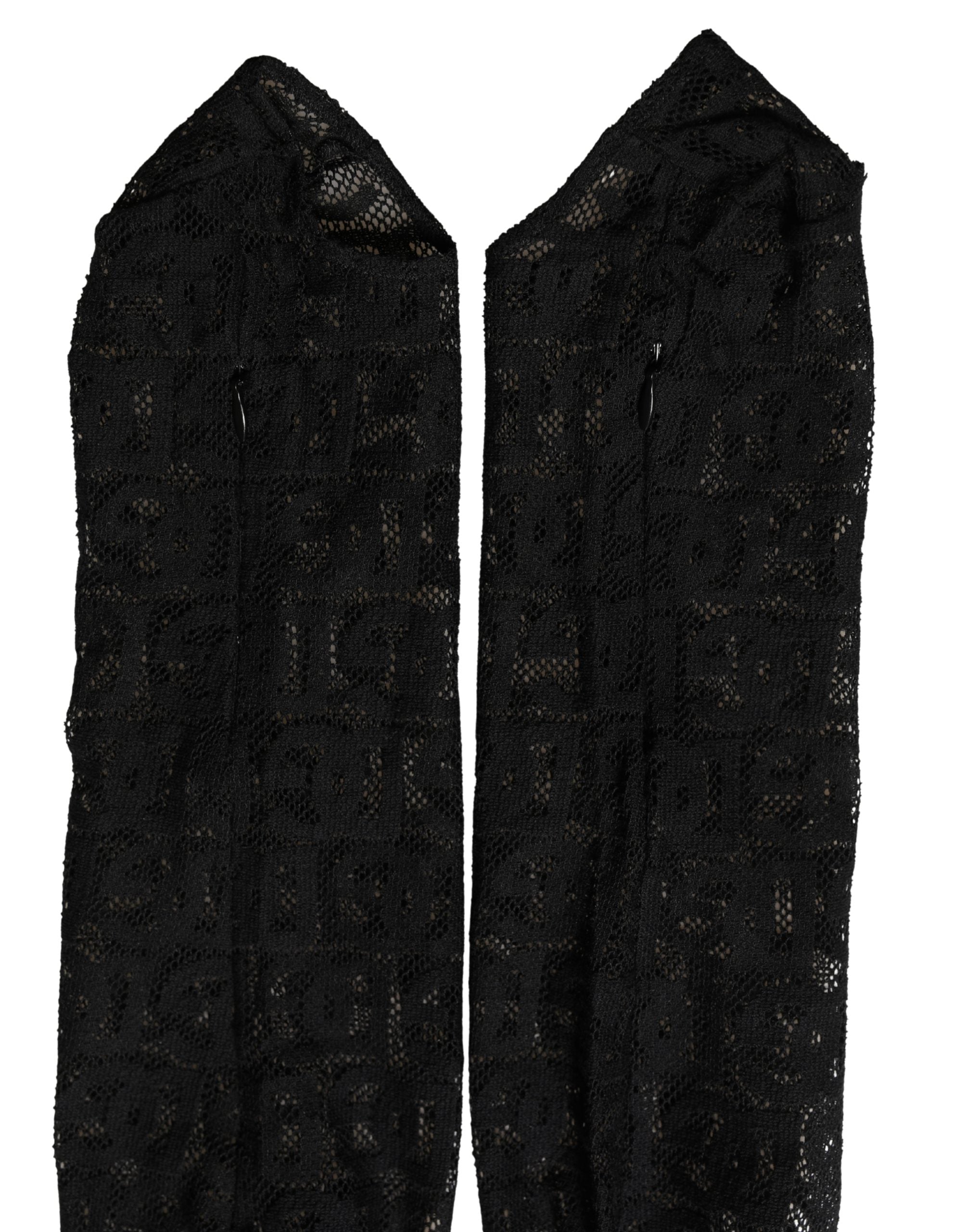Dolce & Gabbana Black DG Logo Sheer Nylon Thigh High Socks