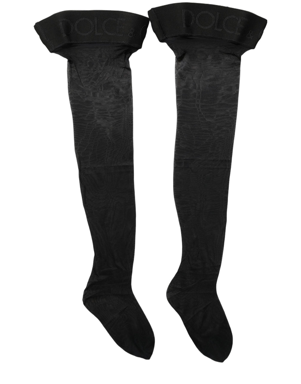 Dolce & Gabbana Black Nylon Logo Calf Long Women Accessory Socks