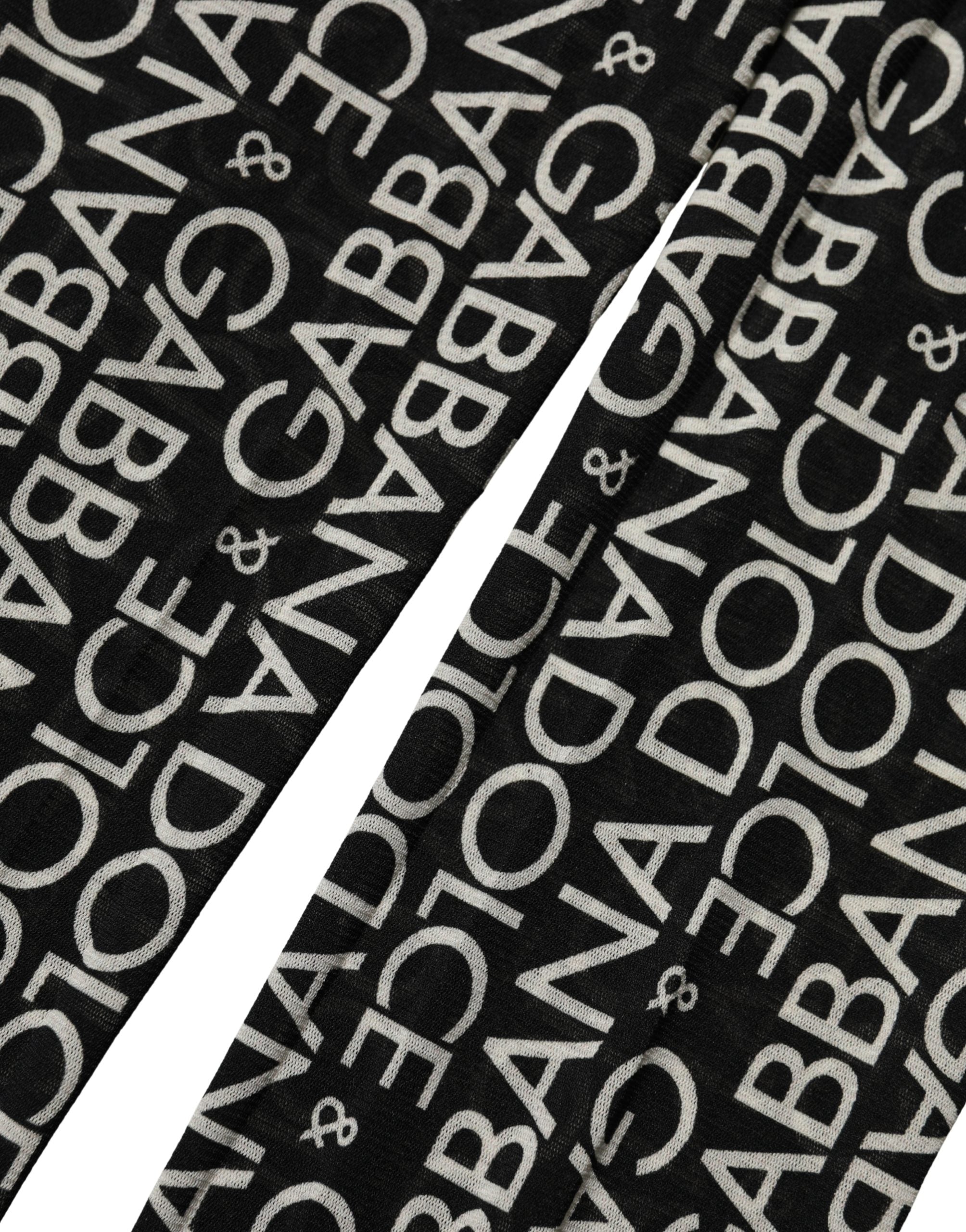 Dolce & Gabbana Black White All Over Print Sheer Stretch Tights Socks