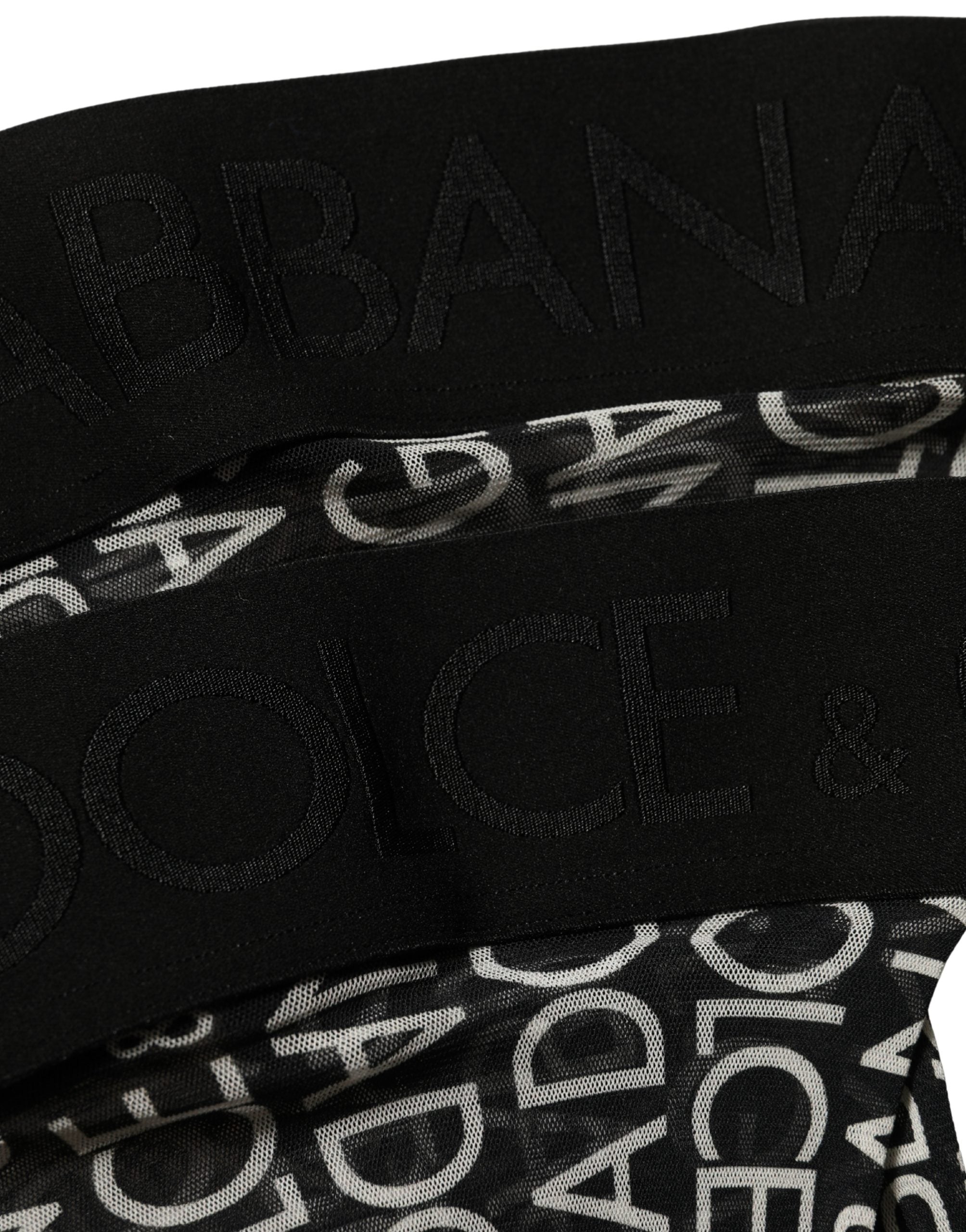 Dolce & Gabbana Black Sheer Logo Monogram High Stockings Socks