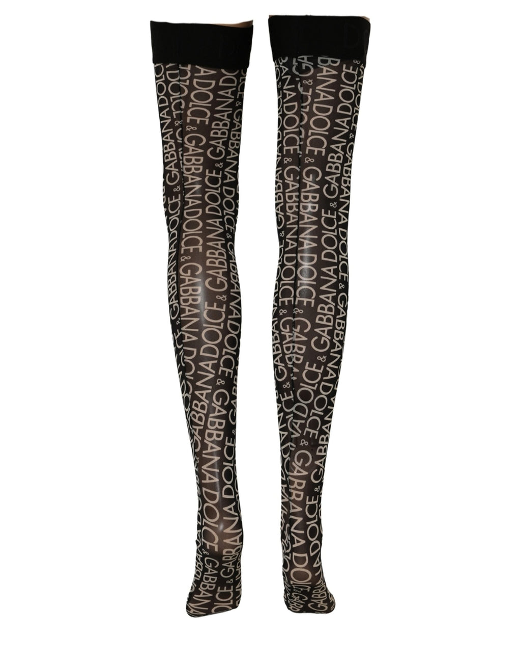 Dolce & Gabbana Black Sheer Logo Monogram High Stockings Socks