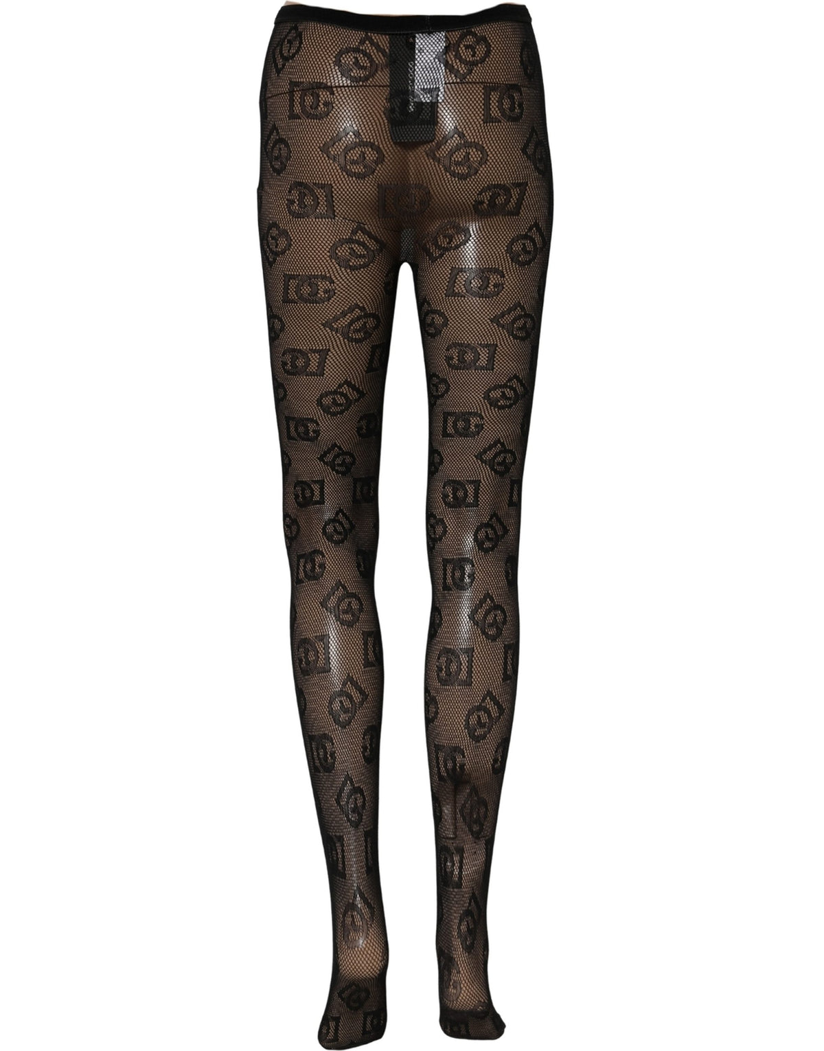 Dolce & Gabbana Black All Over Print Sheer Stretch Tights Socks