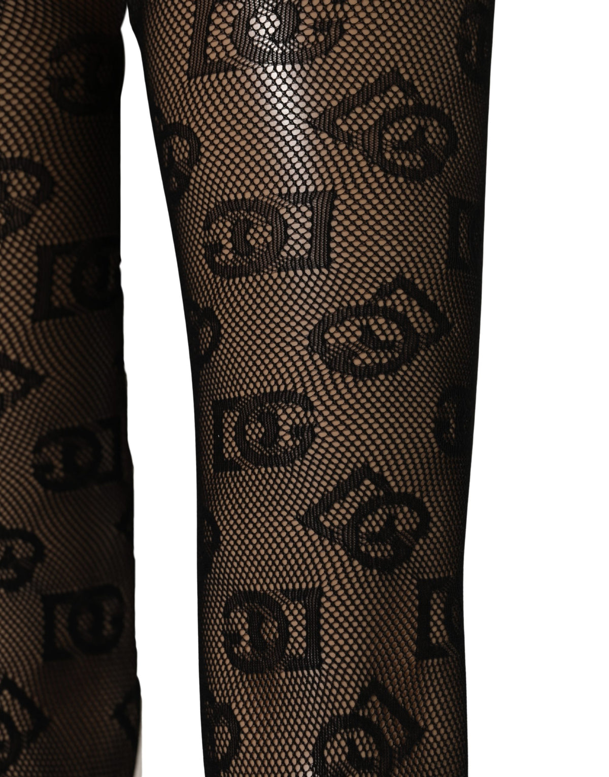 Dolce & Gabbana Black All Over Print Sheer Stretch Tights Socks